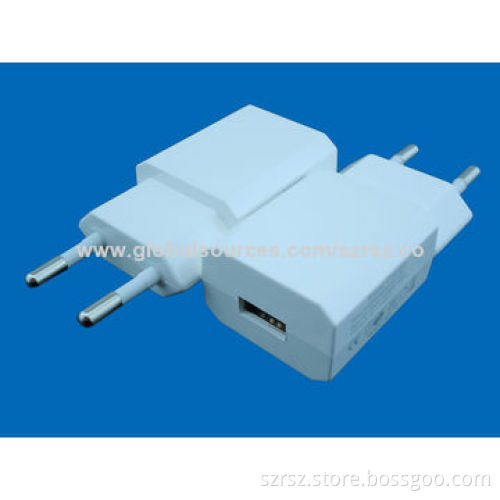 GS AC USB Power Charger, 5V, 1A Output, 100-240V AC, 0.5A, 50/60Hz Input